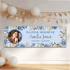 Personalised Party Banner For Funeral Wake Loving Memory Female Photo Blue