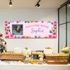 Personalised Party Banner For Welcome Home Travelling Photo Pink Flowers