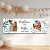 Personalised Party Banner For Wedding Day Photo Foliage Green Leaves Silver