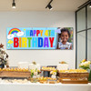 Personalised Party Banner For Kids Birthday Rainbow Clouds Photo