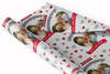 Personalised Wrapping Paper Wedding Anniversary Photo Hearts Banner Red Grey