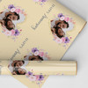 Personalised Wrapping Paper Wedding Anniversary Photo Pink Flowers GoldCream