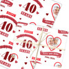 Personalised Wrapping Paper 40th Wedding Anniversary 40 Year Photo Ruby Heart