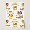 Personalised Wrapping Paper 50th Wedding Anniversary 50 Year Photo Gold Heart