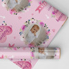 Personalised Wrapping Paper Christening Day Girl Photo Pink Flowers Gift Wrap