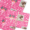 Personalised Wrapping Paper Mother's Day Photo Pink Heart Flowers Gift Wrap