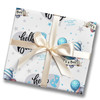 Personalised Wrapping Paper New Baby Blue Elephant Hello Baby Boy Gift Wrap