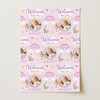 Personalised Wrapping Paper New Baby Girl Photo Pink Welcome Teddy Gift Wrap