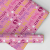 Personalised Wrapping Paper New Baby Girl Pink Footprints Custom Gift Wrap