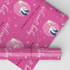 Personalised Wrapping Paper New Baby Pink Baby Girl Stork Custom Gift Wrap