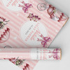Personalised Wrapping Paper New Baby Pink Retro Baby Girl Custom Gift Wrap