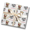 Personalised Wrapping Paper Thank You Cute Teddy Bear Roses Custom Gift Wrap