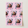 Personalised Wrapping Paper Thank You Female Photo Pink Flowers Custom Gift Wrap
