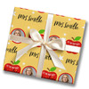 Personalised Wrapping Paper Thank You Teacher Photo Very Best Red Apple Yellow
