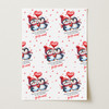 Personalised Wrapping Paper Valentine's Day Girlfriend Cute Penguin Couple