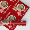Personalised Wrapping Paper Valentine's Day Photo Bear Couple Heart Balloon Red