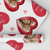 Personalised Wrapping Paper Valentine's Day Photo Red Hearts Brush Gift Wrap