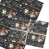 Personalised Wrapping Paper Wedding Day Floral Just Married Heart Photo Black