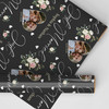 Personalised Wrapping Paper Wedding Day Floral Just Married Heart Photo Black