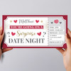 Surprise Date Night Hearts Red Personalised Gift Voucher Surprise Ticket