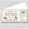 Two Night Break Edinburgh Personalised Gift Voucher Surprise Trip Holiday Ticket