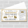 Two Night Break Glasgow Personalised Gift Voucher Surprise Trip Holiday Ticket