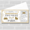 Two Night Break Paris Personalised Gift Voucher Surprise Trip Holiday Ticket