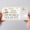 Zip World Velocity Stars Gold Personalised Gift Voucher Surprise Ticket