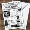 Born In 1937 White Newspaper Birthday Facts Any Year Any Age Personalised Card