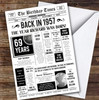 Born In 1957 White Newspaper Birthday Facts Any Year Any Age Personalised Card
