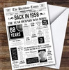 Born In 1958 White Newspaper Birthday Facts Any Year Any Age Personalised Card