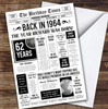 Born In 1964 White Newspaper Birthday Facts Any Year Any Age Personalised Card