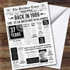 Born In 1989 White Newspaper Birthday Facts Any Year Any Age Personalised Card