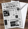 Born In 1915 Grey Newspaper Birthday Facts Any Year Any Age Personalised Card