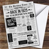 Born In 1925 Grey Newspaper Birthday Facts Any Year Any Age Personalised Card
