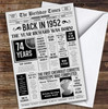Born In 1952 Grey Newspaper Birthday Facts Any Year Any Age Personalised Card