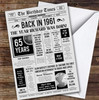 Born In 1961 Grey Newspaper Birthday Facts Any Year Any Age Personalised Card