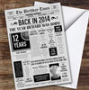 Born In 2014 Grey Newspaper Birthday Facts Any Year Any Age Personalised Card