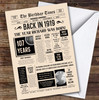Born In 1919 Newspaper Birthday Facts Any Year Any Age Personalised Card