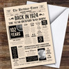 Born In 1924 Newspaper Birthday Facts Any Year Any Age Personalised Card