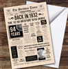 Born In 1932 Newspaper Birthday Facts Any Year Any Age Personalised Card