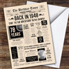 Born In 1948 Newspaper Birthday Facts Any Year Any Age Personalised Card