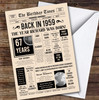Born In 1959 Newspaper Birthday Facts Any Year Any Age Personalised Card