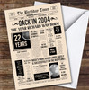 Born In 2004 Newspaper Birthday Facts Any Year Any Age Personalised Card