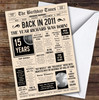 Born In 2011 Newspaper Birthday Facts Any Year Any Age Personalised Card