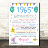 Born In 1965 Colour Birthday Facts Any Year Any Age Personalised Birthday Print