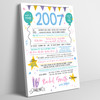 Born In 2007 Colour Birthday Facts Any Year Any Age Personalised Birthday Print