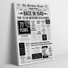 Born In 1949 Grey Newspaper Birthday Facts Any Year Any Age Personalised Print