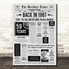 Born In 1967 Grey Newspaper Birthday Facts Any Year Any Age Personalised Print