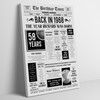 Born In 1968 Grey Newspaper Birthday Facts Any Year Any Age Personalised Print